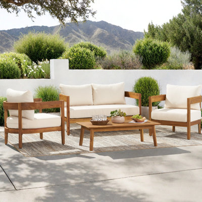 Vita Outdoor 4 Piece Sofa Seating Group with Cushions by George Oliver