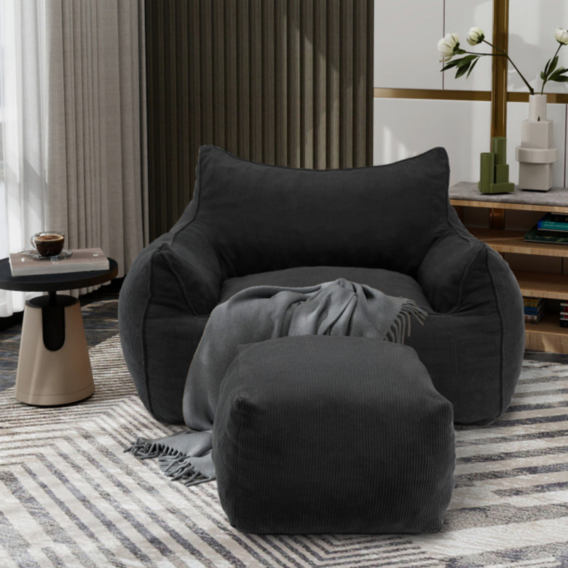 Grand fauteuil à billes avec repose-pieds Grand fauteuil à billes pour adultes, canapé en mousse à mémoire de forme, désossé, canapé, salon, chambre à coucher
