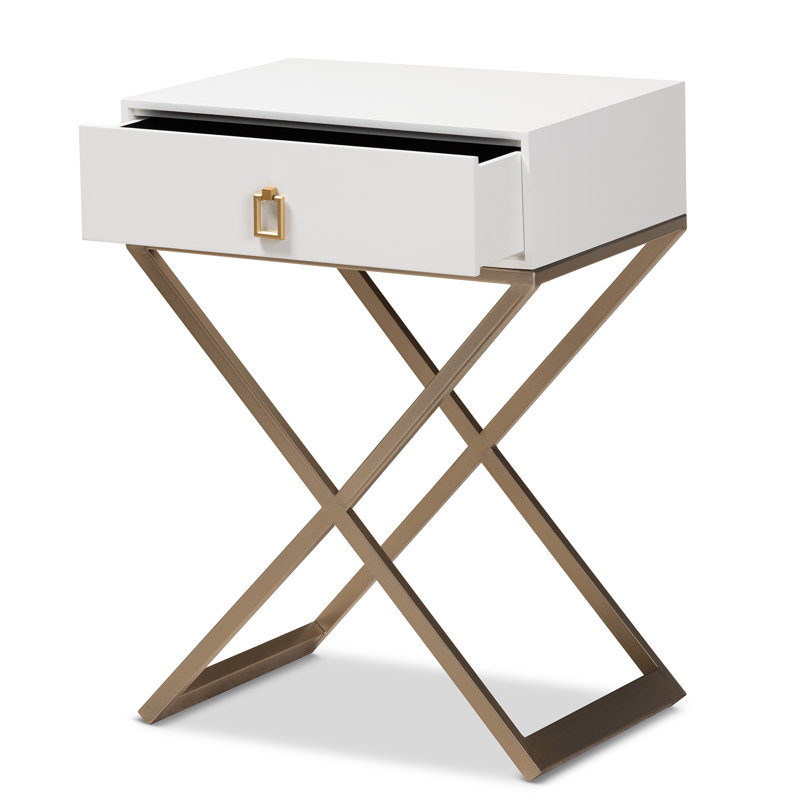 Fruitvale 18.9'' W Nightstand, White/Gold
