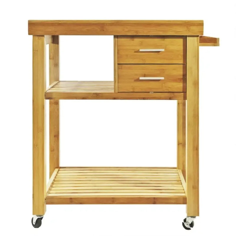 Alaaya Bamboo Kitchen Cart with Locking Wheels