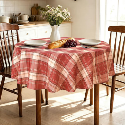 Nappe ronde imperméable à carreaux imprimés (1 pièce)