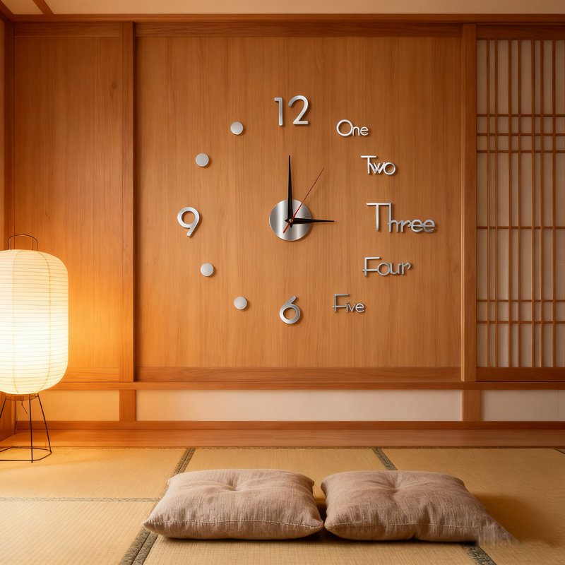 Horloge murale décorative silencieuse sans cadre pour salon et chambre à coucher, Stainless Steel
