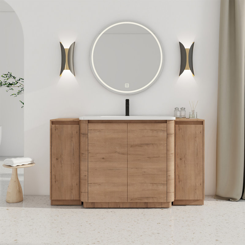 Meuble-lavabo autoportant 60 po avec lavabo en céramique blanche 60 po, 60"