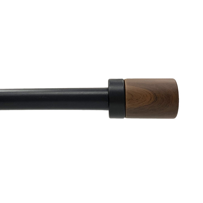 Tringle à rideau simple réglable en bois d'érable 3/4 "Edisto noir mat , 66 po x 120 po