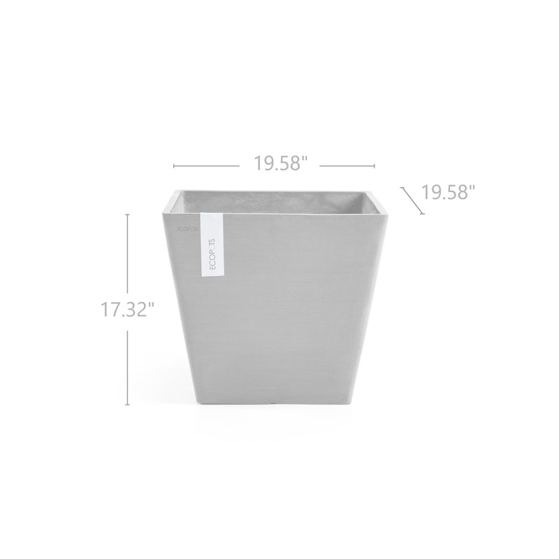 Taupe Recycled Plastic Square Indoor/Outdoor Planter, 8"
