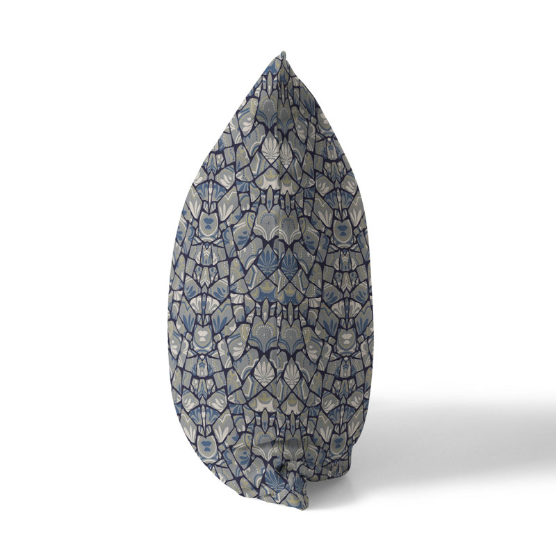 Coussin Wildflower Lagoon, H 20 po x l 20 po, Bleu / jaune / gris