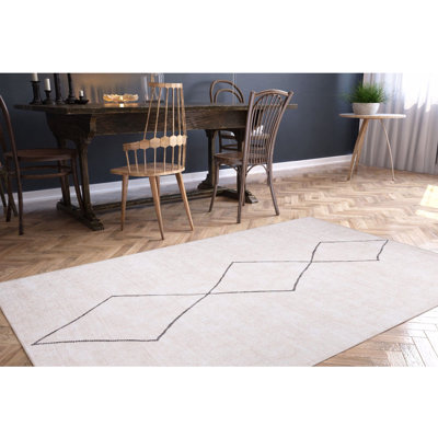 Tapis lavable en machine Premium, 4,6 x 6,2 pieds, 100% polyester, 1850 g / m² | Hauteur des poils: 0,2 po | Poly-coton écologique recyclé | Parfait pour le salon, la chambre à coucher et les endroits très passants