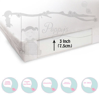 Cot Bed / Toddler (70 x 140cm) Convertible Bed by Poppy's Playground