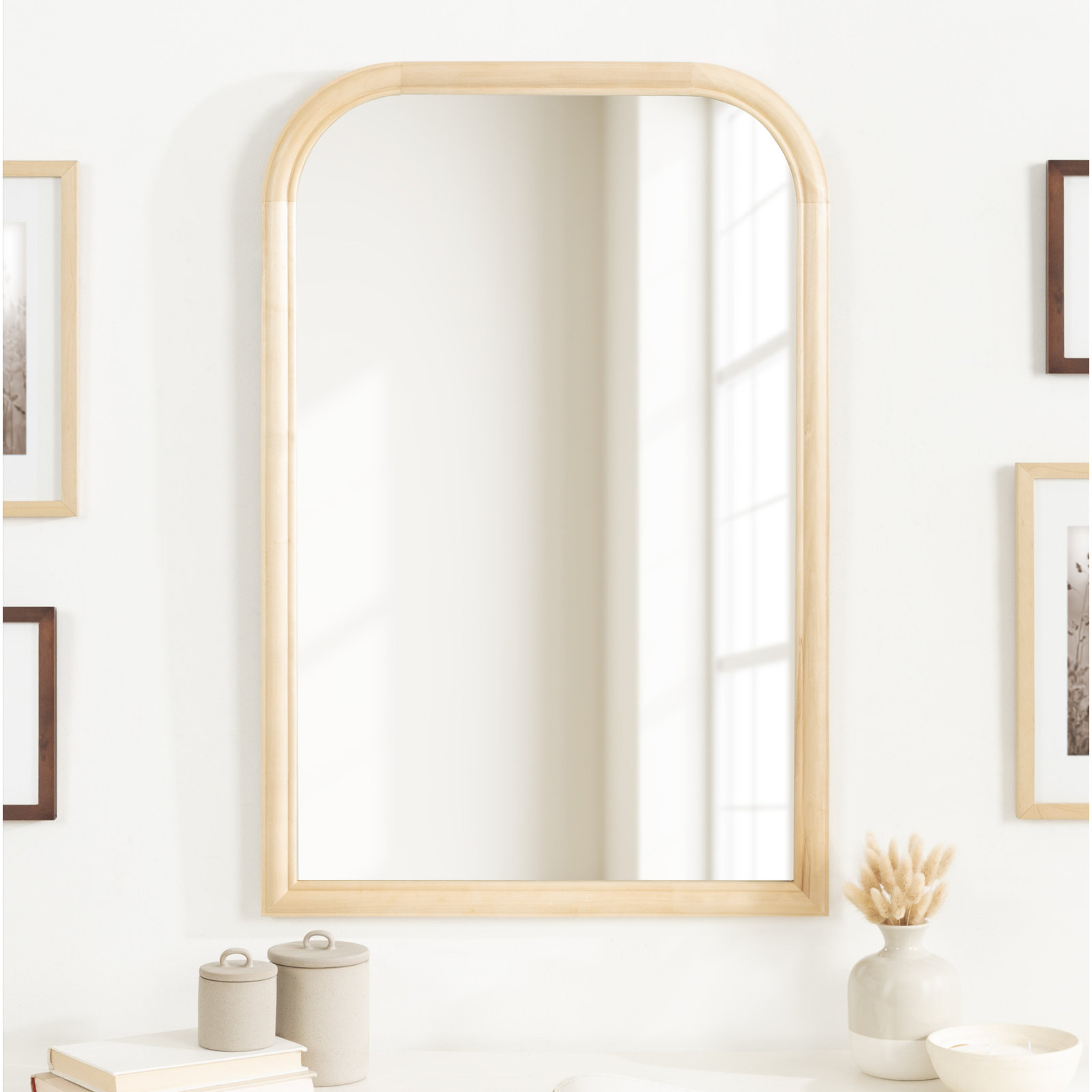 Brandis Accent Mirror, 36" x 24", Natural, Arch