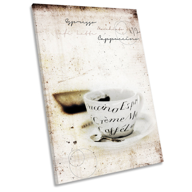 Grunge Coffee Cappuccino Picture Beige - Wrapped Canvas Art Prints, 137.2cm H x 91.4cm W x 4cm D