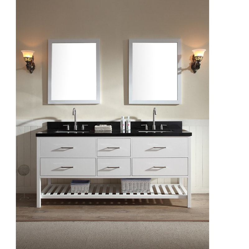Ensemble de meuble-lavabo de salle de bain double 73 po Felman, Noir