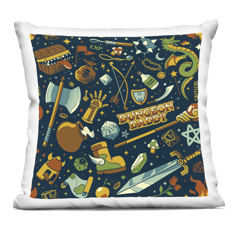 Coussin décoratif à motif de jeu de société RPG, design par Tobe Fonseca
