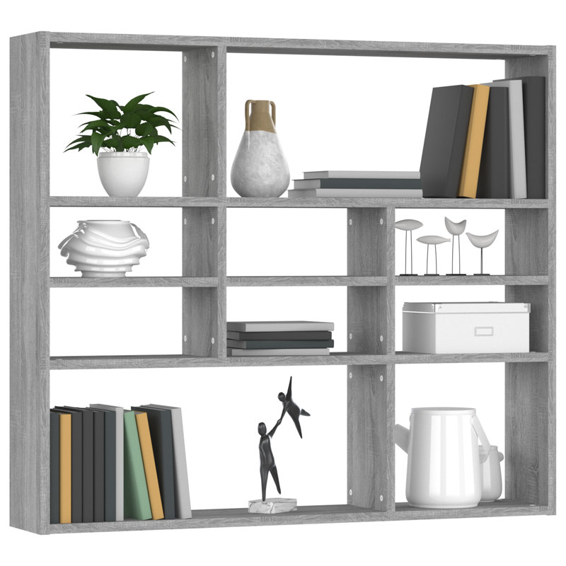 Ramus 10 Piece Wood Accent Shelf, Grey Sonoma