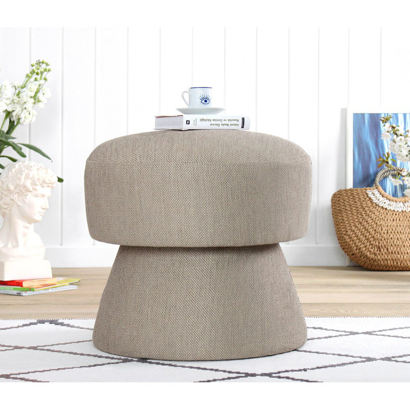 Pouf élégant avec support orthopédique, brun, 17,7 pouces de hauteur x 18,9 pouces de diamètre | 50% coton / 50% lin, 35 éponges orthopédiques, 2,4 pouces d'épaisseur | Parfait pour le salon, la chambre à coucher et les espaces de détente
