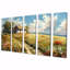 Maison de campagne blanche dans un pré fleuri - ensemble de décorations murales paysage 5 pièces-1091731943
