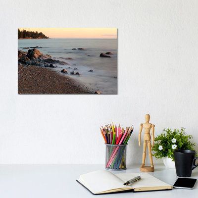 Seascape With Long Exposure At Browning Beach, Sechelt, British Columbia, Canada by Kristin Piljay - Wrapped Canvas Print
