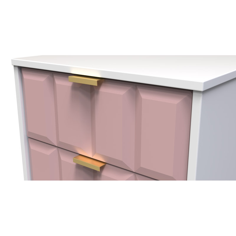 Allem 2 Drawer Bedside Cabinet (Ready Assembled), Kobe Pink/White