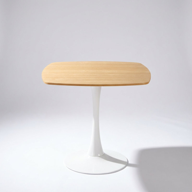 Stylish Modern Dining Table with Pedestal Base, 28.94"H x 31.5"L x 31.5"W, Oak, White