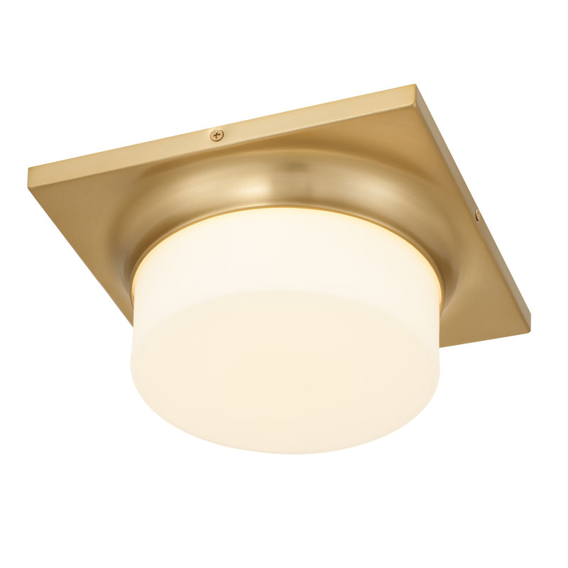 Antique Brass LED Flush Mount, Antique Brass, 3.75" H X 10" W X 10" D