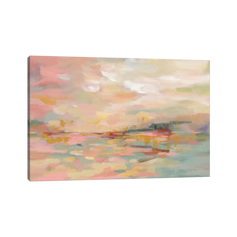 Pink Waves 1 Piece Wrapped Canvas Painting, 20.32 cm H x 30.48 cm W