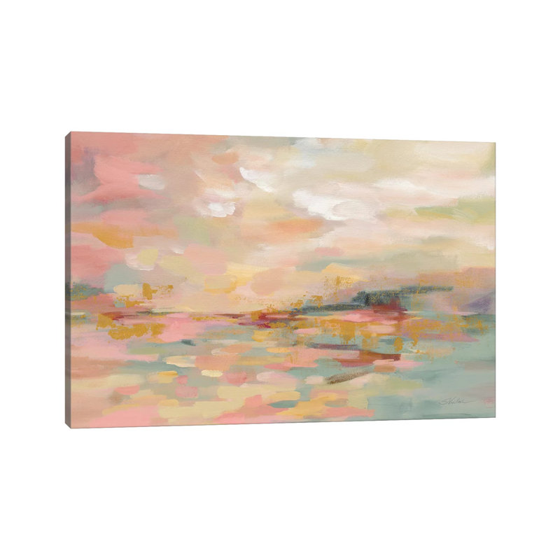 Pink Waves by Silvia Vassileva - Wrapped Canvas Painting, 101.6 cm H x 66.04 cm W x 3.175 cm D