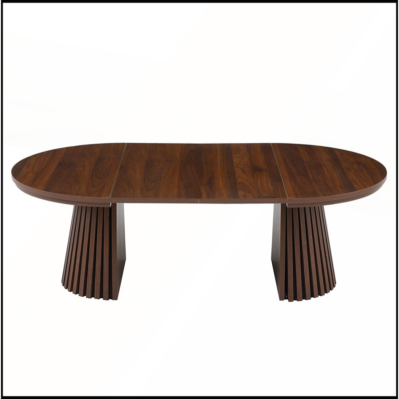 Table basse ronde en bois extensible avec pieds à lattes pour les salons modernes