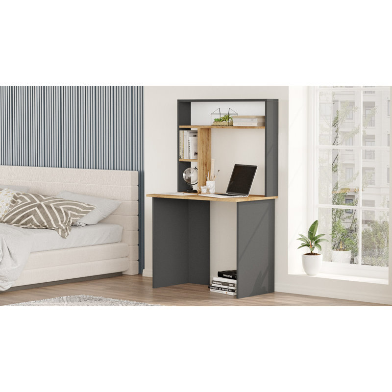 Bureau échelle avec huche Beddingfield, Naturel / gris