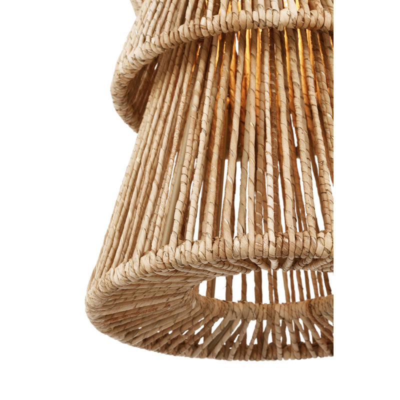 Antigua 11" Pendant in Natural Abaca, Polished Nickel