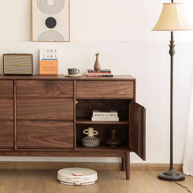 Buffet minimaliste en bois massif, H 35,43 po x l 70,87 po x P 15,75 po