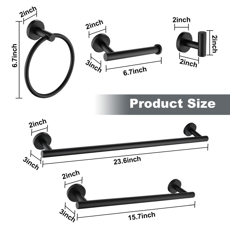 9 - Piece Bathroom Hardware Set, Matte Black