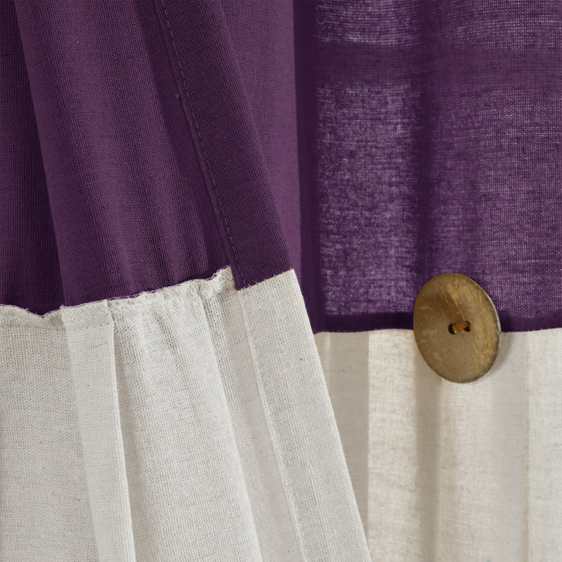 Semi Sheer Curtain Single Panel, Width 102 x Drop 213 cm, Purple/White