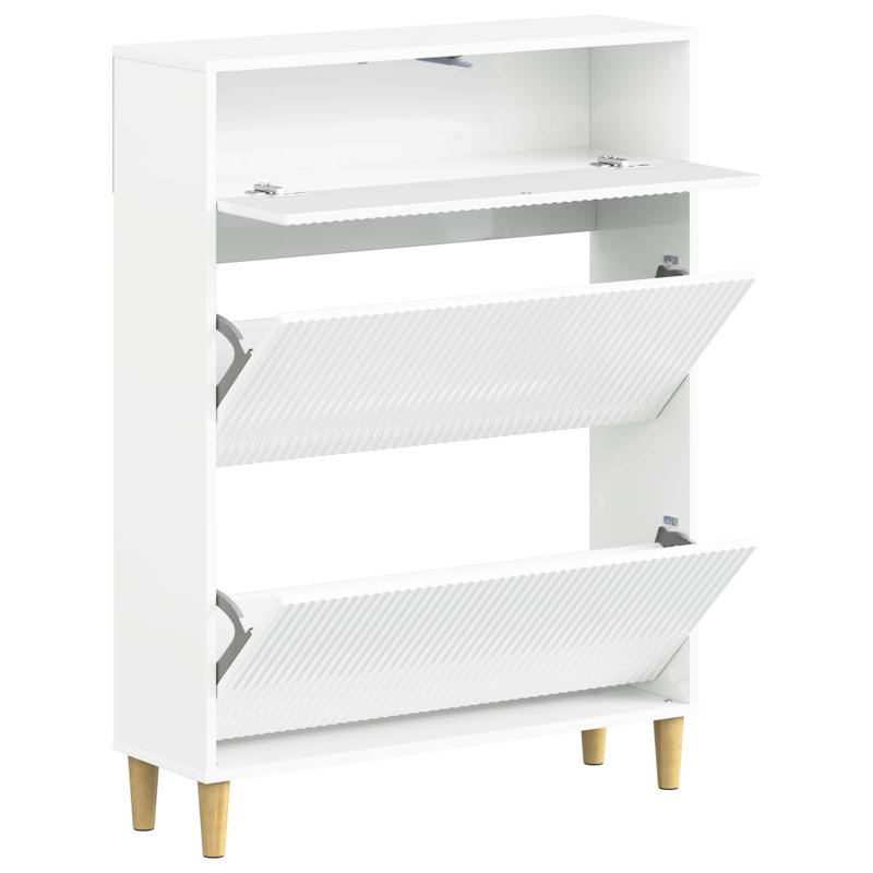 Shoe Storage, 103 cm H x 78 cm W x 24 cm D, High Gloss White