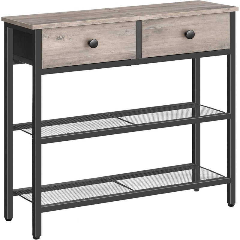 Narrow Console Table With 2 Fabric Drawers, Small E...