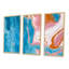 Turquoise et rose, vagues de marbre I - ensemble de 3 peintures sur toile à cadre flottant-1264062111-1264062097