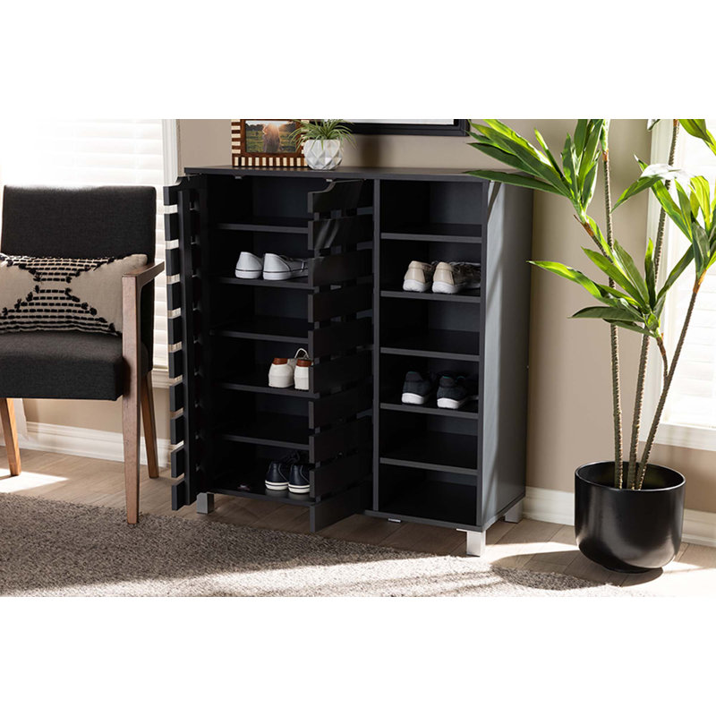 Arielle 24 Pair Shoe Storage Cabinet, Dark Gray