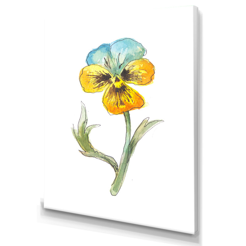 Violet d'été jaune et bleu - œuvre d'art traditionnelle sur toile, H 20 po x l 12 po x P 1 po, Toile tendue