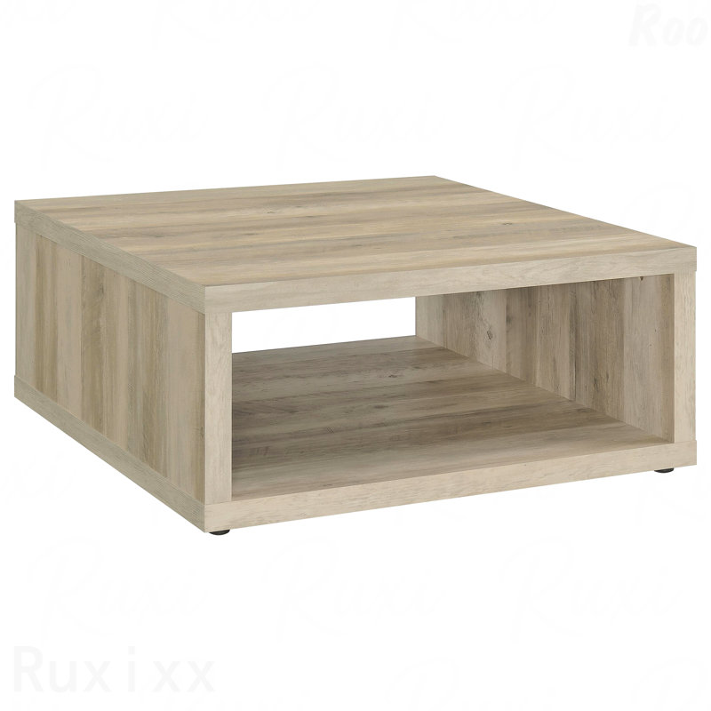 Distressed Pine Square Engineered Wood Coffee Table, Distressed Pine
