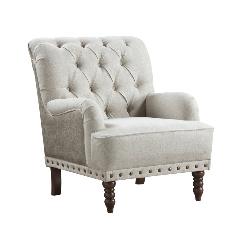 Garrix 31.5" Modern & Contemporary Accent Chair - Textured Fabric Accent Chair Supportive Pocket Coil Seating, Elegant Button-Tufted Back
