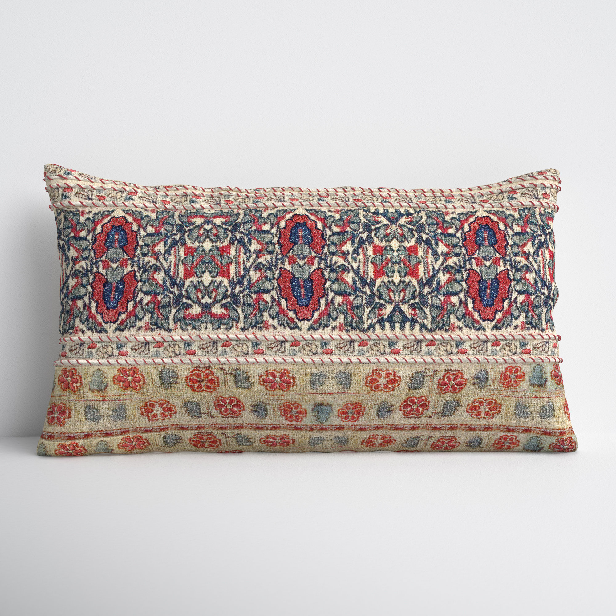 Thorin Embroidered Cotton Lumbar Throw Pillow