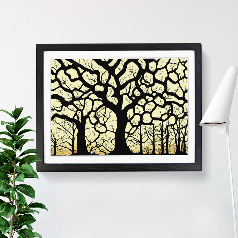 Sacred Oak Trees - Single Picture Frame Print, 46cm H x 64cm W x 2cm D, Black Framed