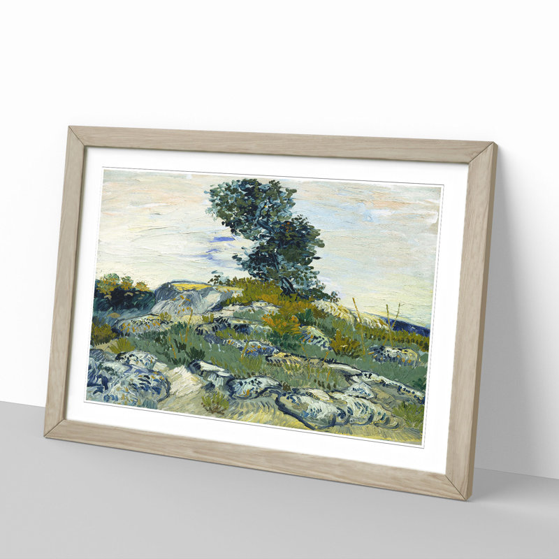 The Rocks by Vincent Van Gogh - Picture Frame Painting, 48cm H x 65cm W x 2cm D, Oak Framed