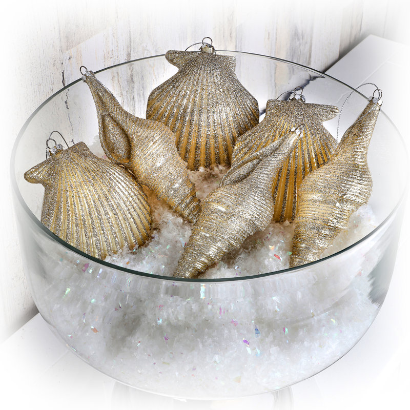 Seashell 7'' Animals Hanging Figurine Ornament, Champagne