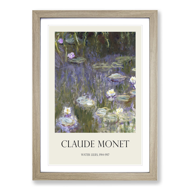 Water Lilies Lily Pond Vol.14 by Claude Monet - Framed Print, 65cm H x 48cm W x 2cm D, Oak Framed