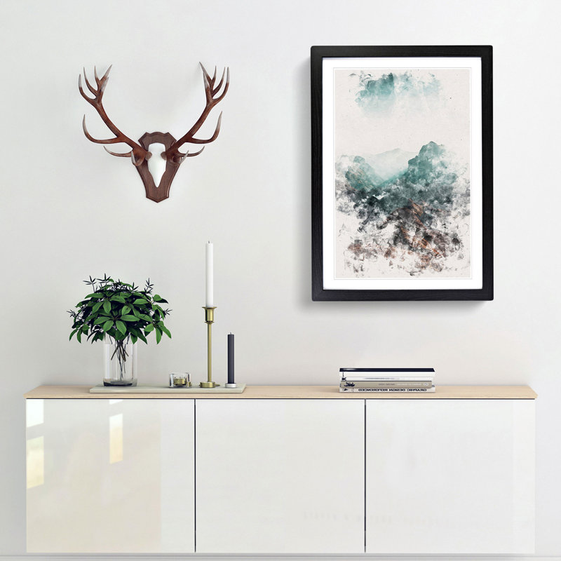 Mountains in Weissbad Switzerland - Framed Print, 45cm H x 33cm W x 2cm D, Black Framed