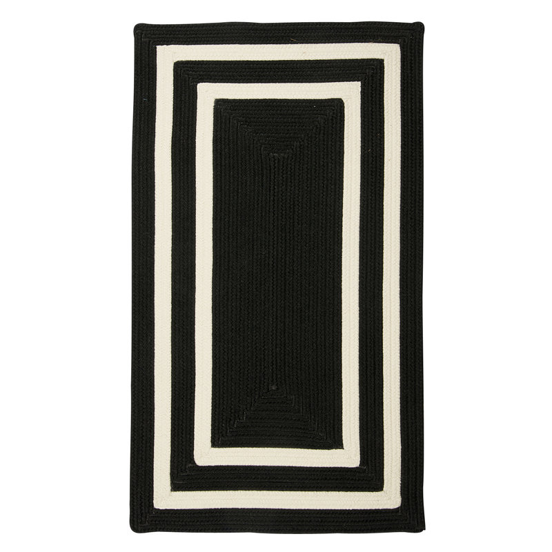 Tapis intérieur / extérieur noir / blanc Cisbrough, Rectangle 9 pi x 12 pi