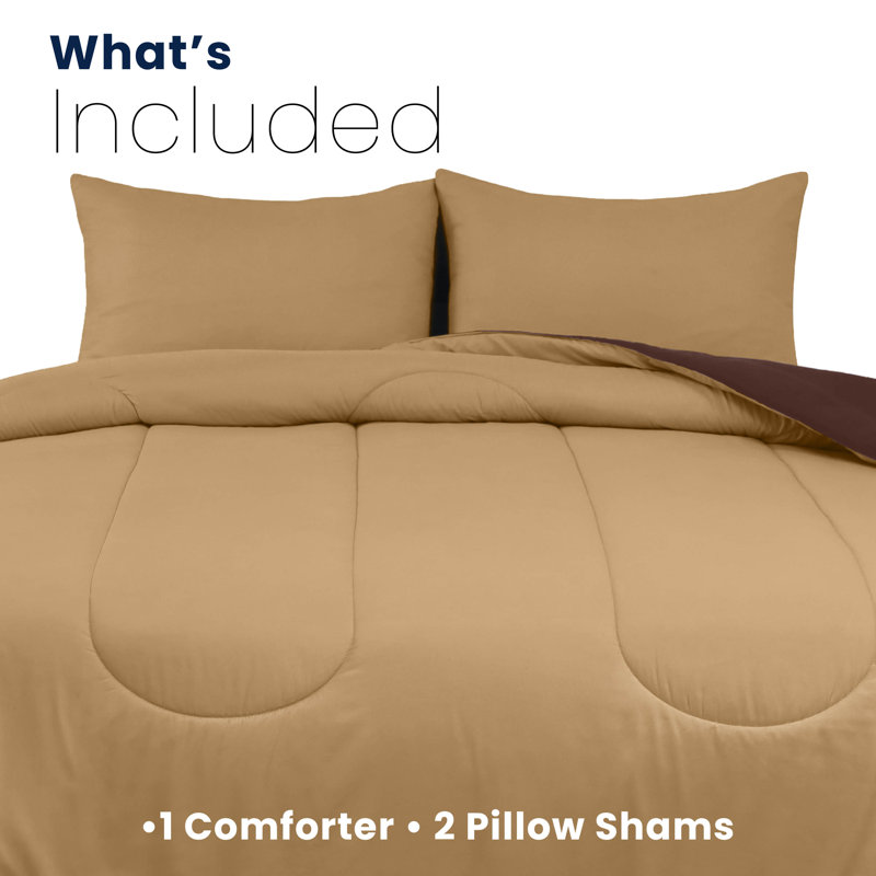 Full Khaki and Chocolate Reversible Microfiber Comforter Set