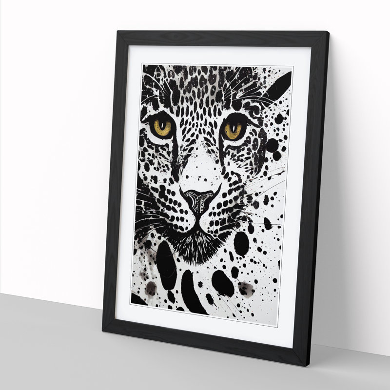Konradin Leopard Paint Splatter Vol.2 - Picture Frame Print, 46cm H x 34cm W, Walnut