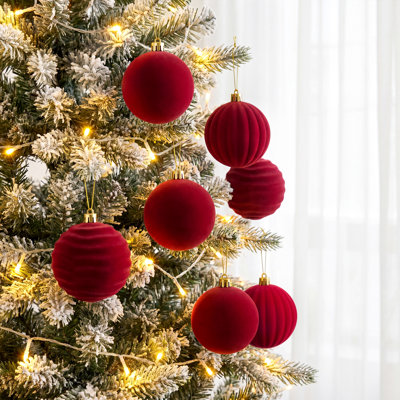Ensemble de 12 boules de Noël en velours - Grandes décorations de 8 cm pour sapin de Noël, boules suspendues en tissu doux aux couleurs élégantes assorties pour décorer sapin, couronne, guirlande et décoration de fête.