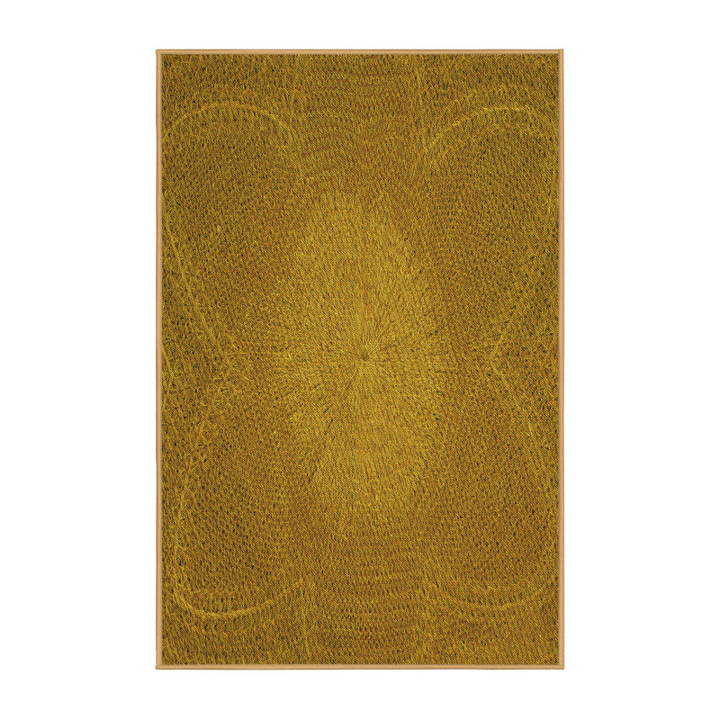 Tapis zone jaune en laine abstraite, Rectangle 2 pi x 4 pi