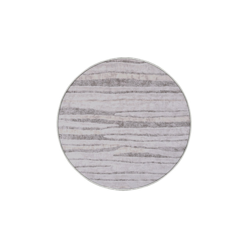 Machine Washable White Area Rug, Round 5'